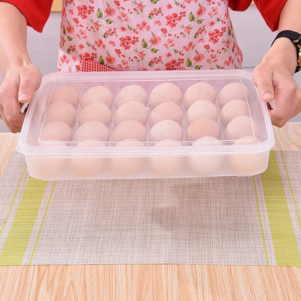 Plastic Egg 24 Grid Storage Container Holder for Refrigerator Egg Tray Holds 24 Eggs (1 Pc)